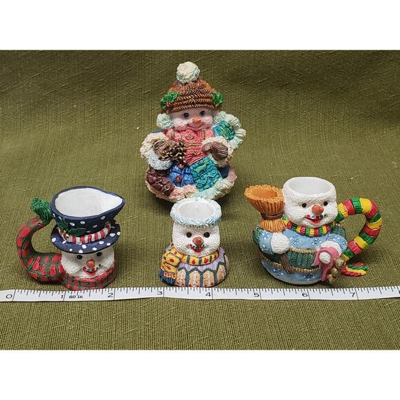 Festive Holiday 4 Piece Snowman Miniature Figurines - Beautiful Christmas Decor - Picture 7 of 9